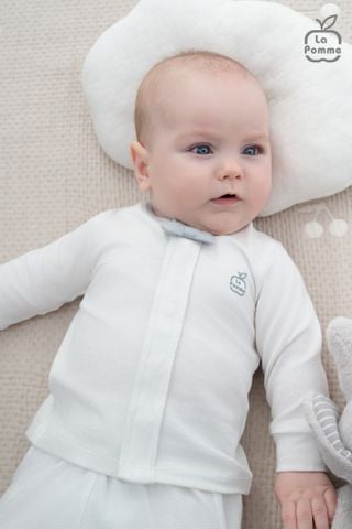  Set bộ dài tay cúc thẳng kèm giày La Pomme bé con thanh lịch 