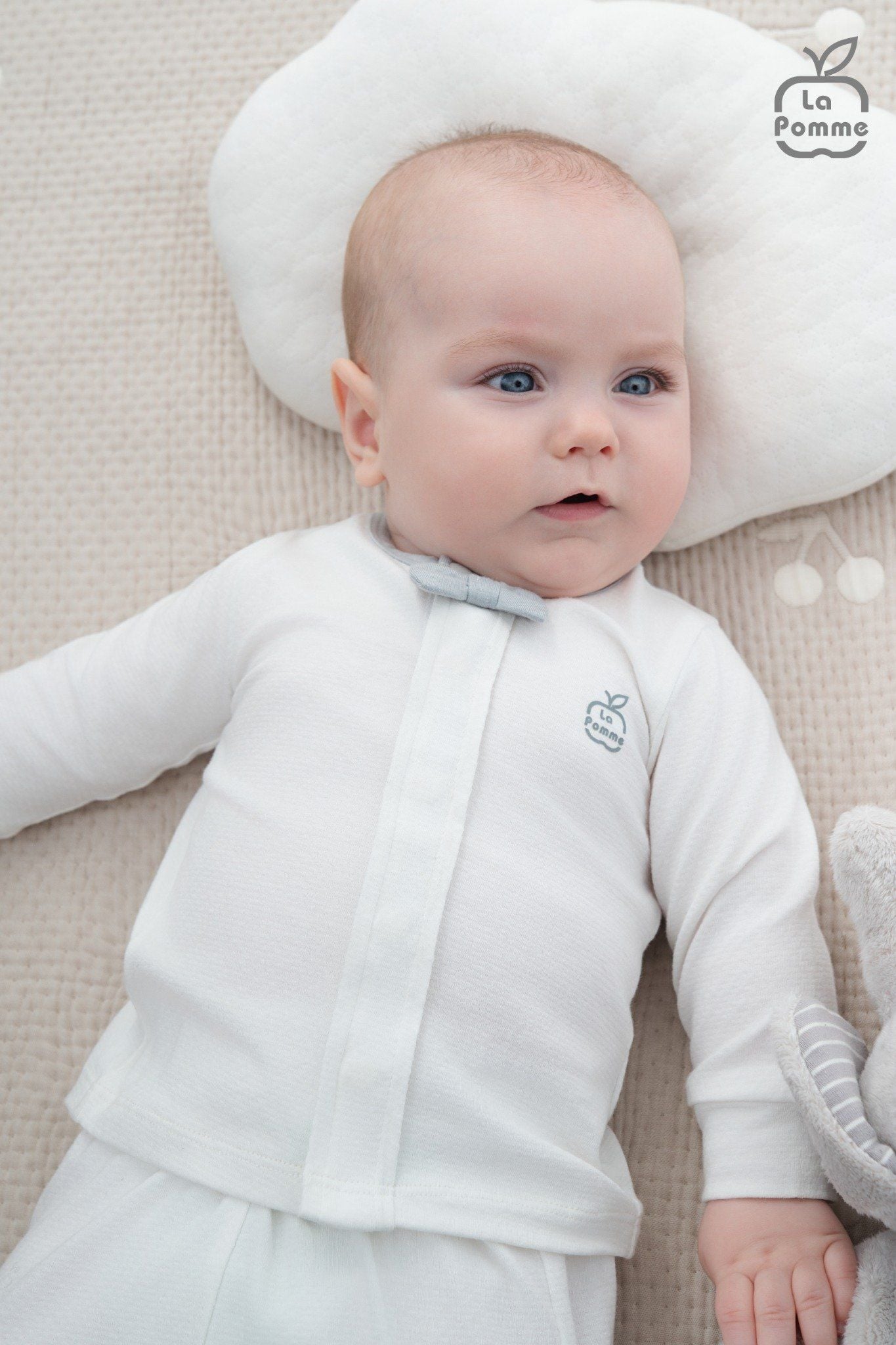  Set bộ dài tay cúc thẳng kèm giày La Pomme bé con thanh lịch 