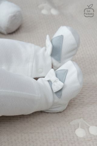  Set bộ dài tay cúc thẳng kèm giày La Pomme bé con thanh lịch 