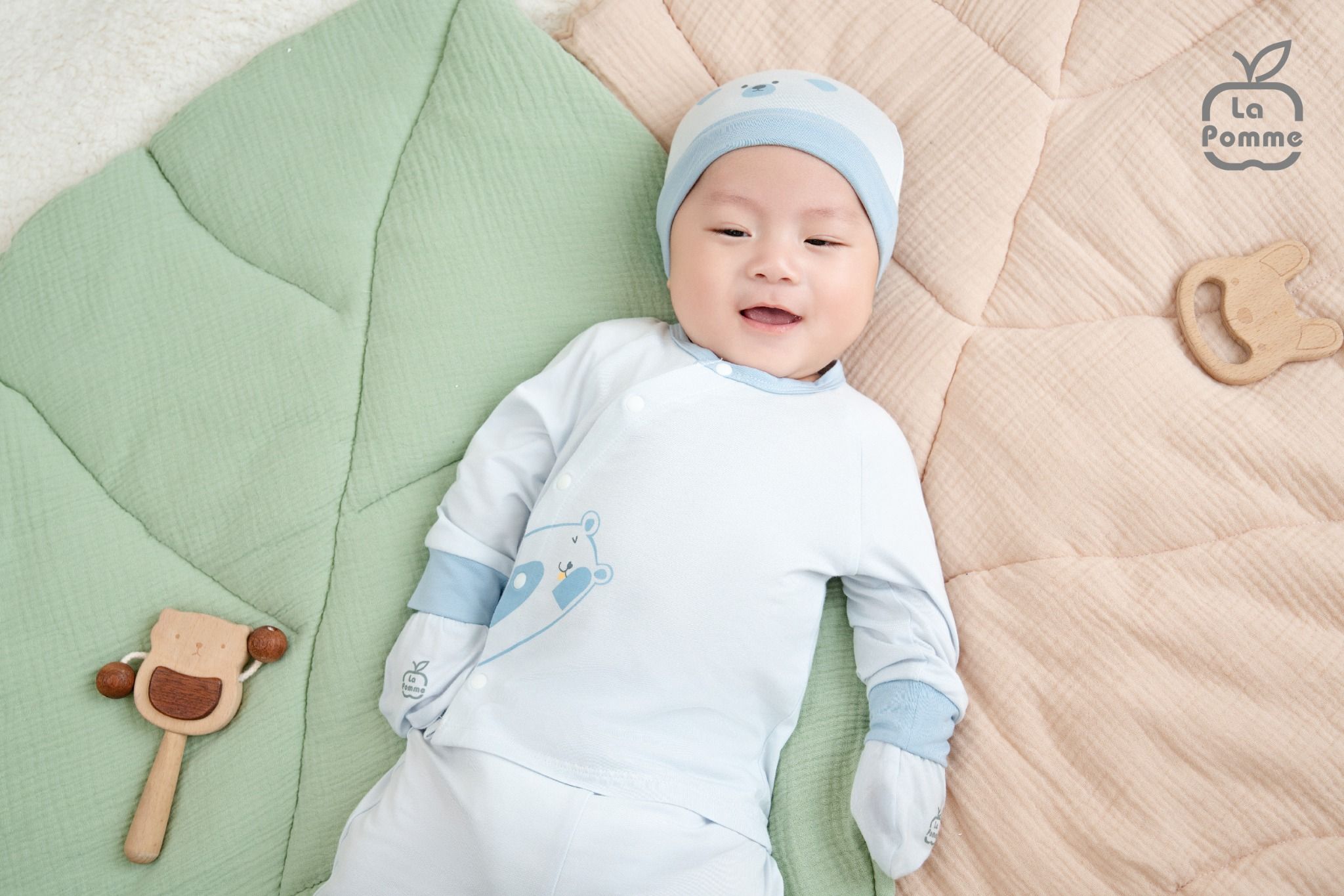  Bộ dài tay La Pomme cúc lệch Gấu yêu của mẹ 