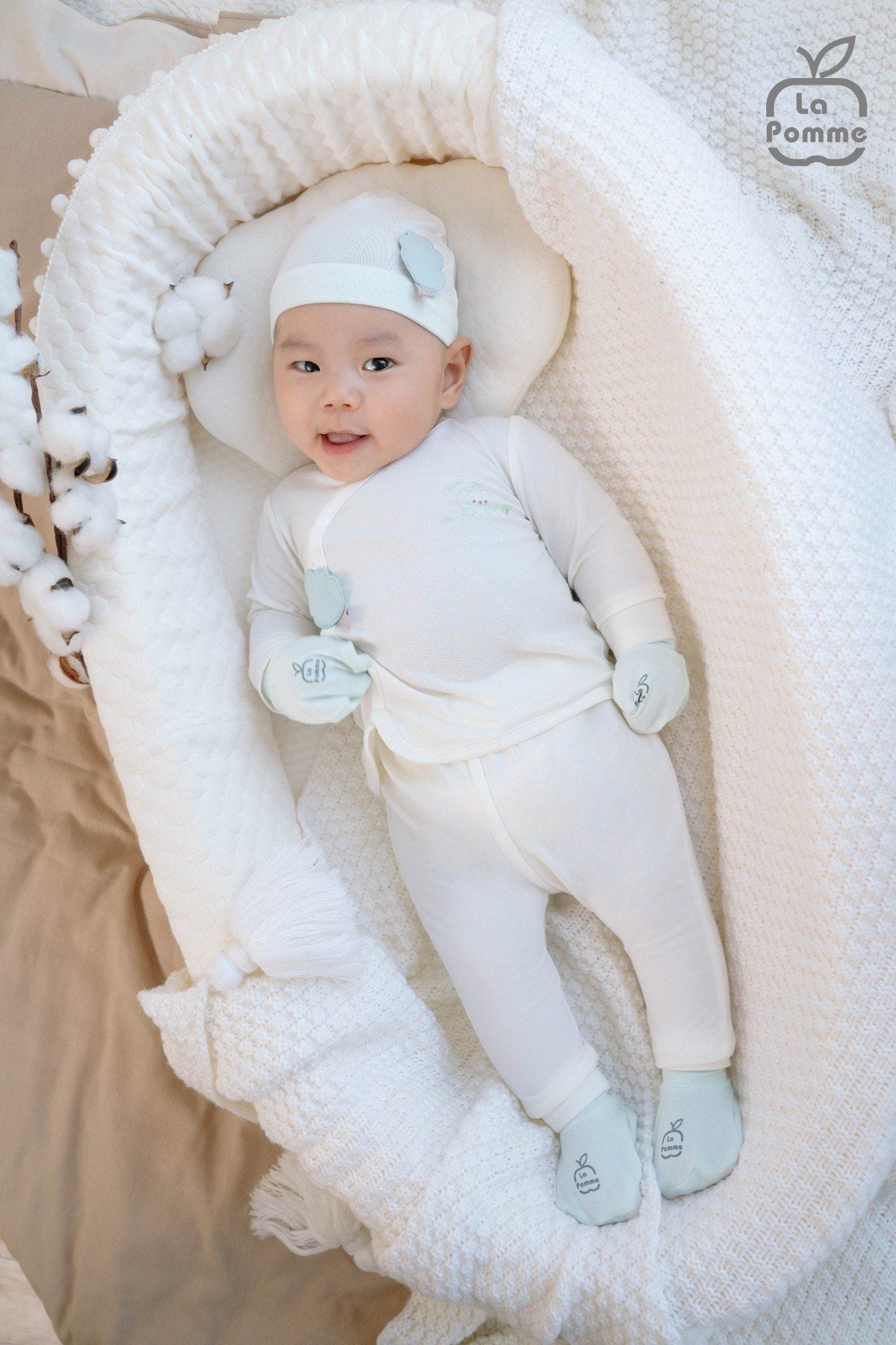  Bộ dài tay cúc lệch La Pomme mềm mịn đón con yêu 