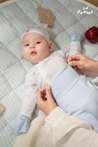  Bộ dài tay cúc lệch La Pomme gấu con du hành 