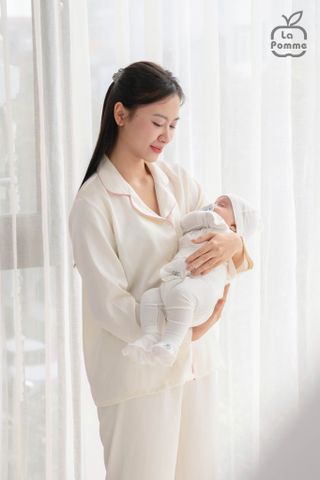  Bộ dài tay cúc lệch La Pomme đường may lật êm ái 