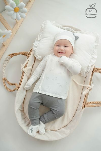  Bộ dài tay cúc lệch La Pomme gia đình khủng long 