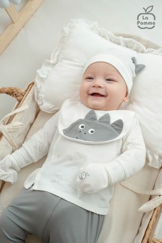  Bộ dài tay cúc lệch La Pomme gia đình khủng long 