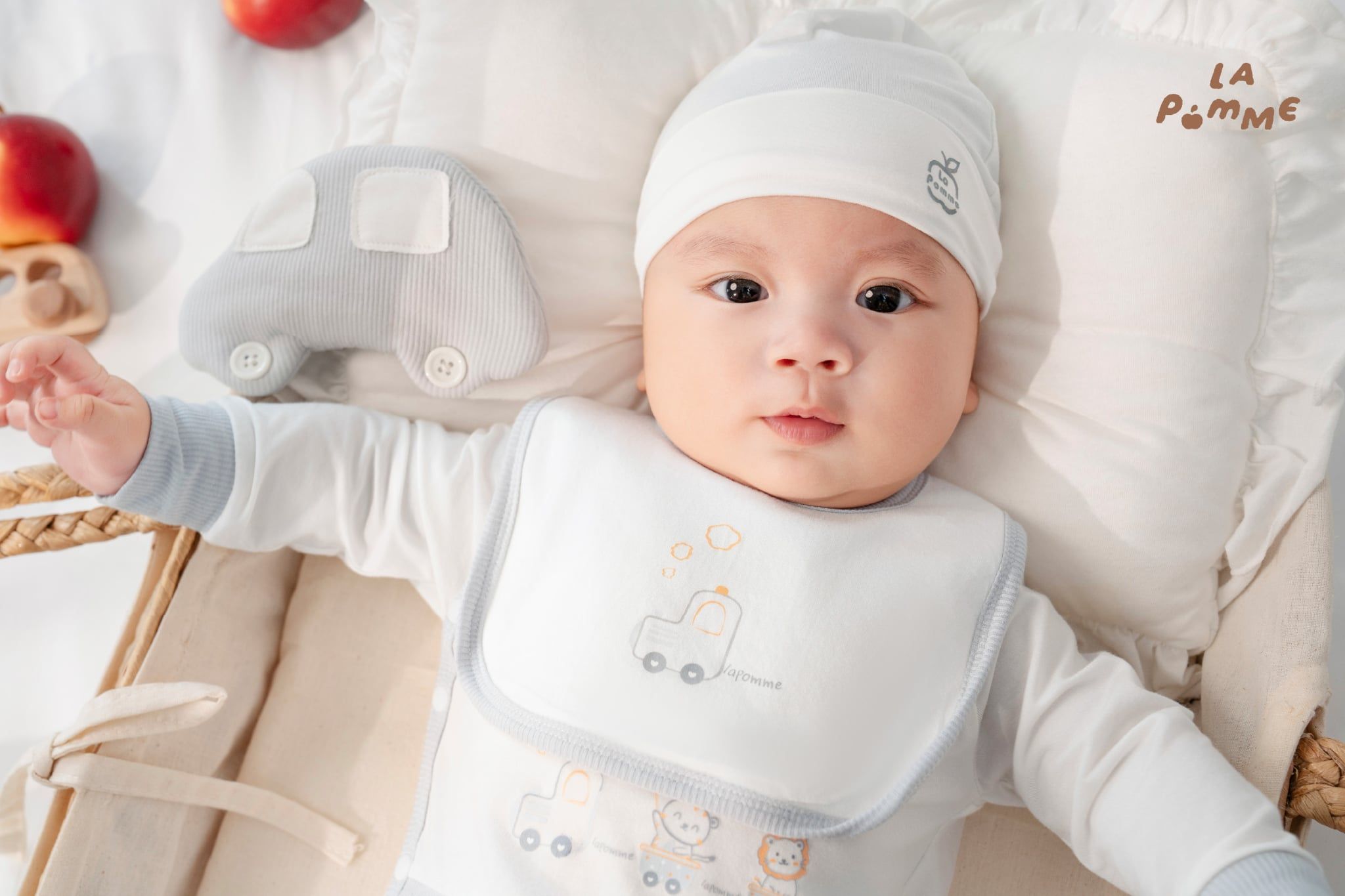  Bộ dài tay cúc lệch La Pomme đoàn tàu bé tí xíu 