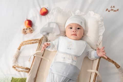  Bộ dài tay cúc lệch La Pomme đoàn tàu bé tí xíu 