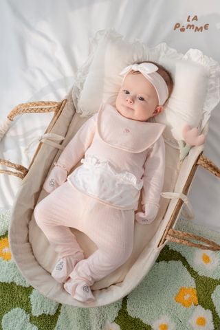  Bộ dài tay cúc lệch La Pomme bèo nhún hoa thơm của mẹ 