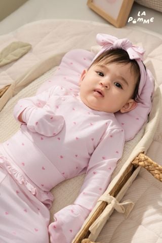  Bộ dài tay cúc lệch La Pomme trái tim nhỏ ngộ nghĩnh 