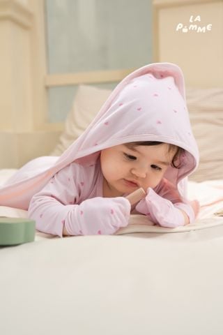  Bộ dài tay cúc lệch La Pomme trái tim nhỏ ngộ nghĩnh 