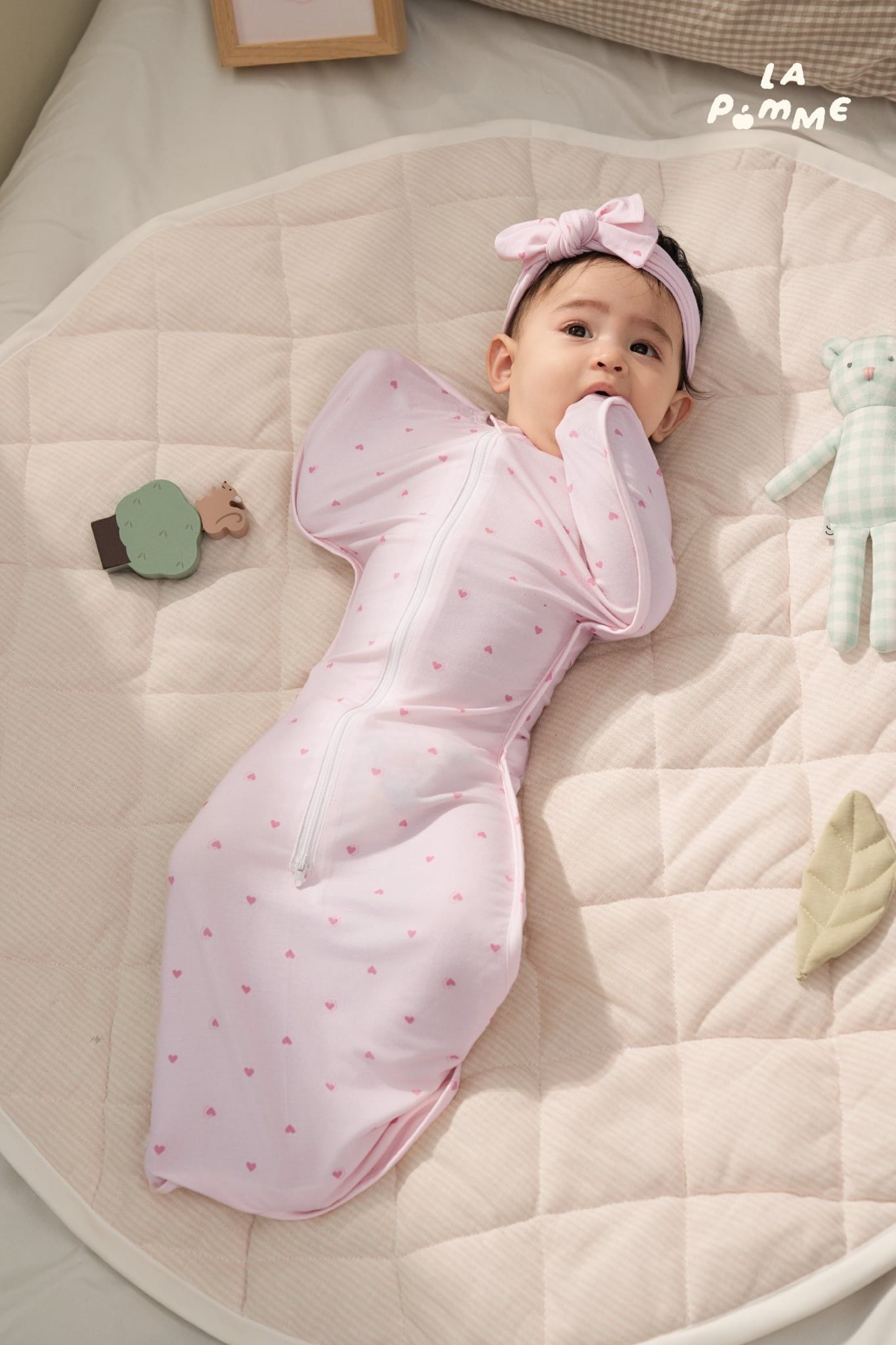  Bộ dài tay cúc lệch La Pomme trái tim nhỏ ngộ nghĩnh 