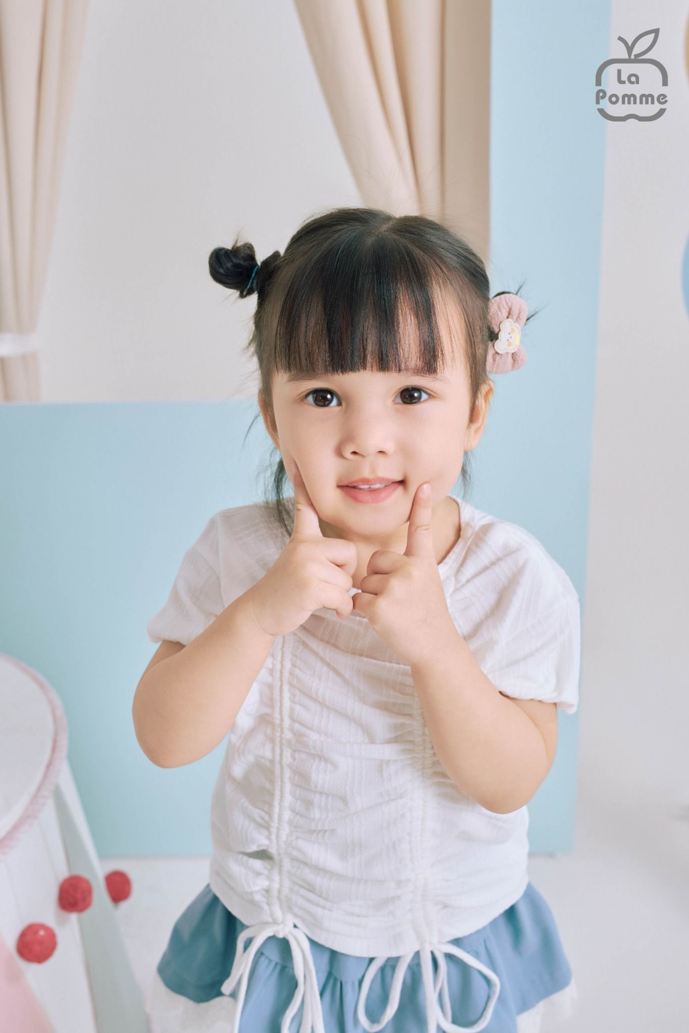  Bộ váy áo cộc tay La Pomme bèo nhún bồng bềnh 