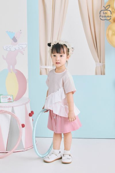  Bộ váy áo cộc tay La Pomme phối bèo cách điệu 