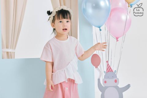  Bộ váy áo cộc tay La Pomme phối bèo cách điệu 