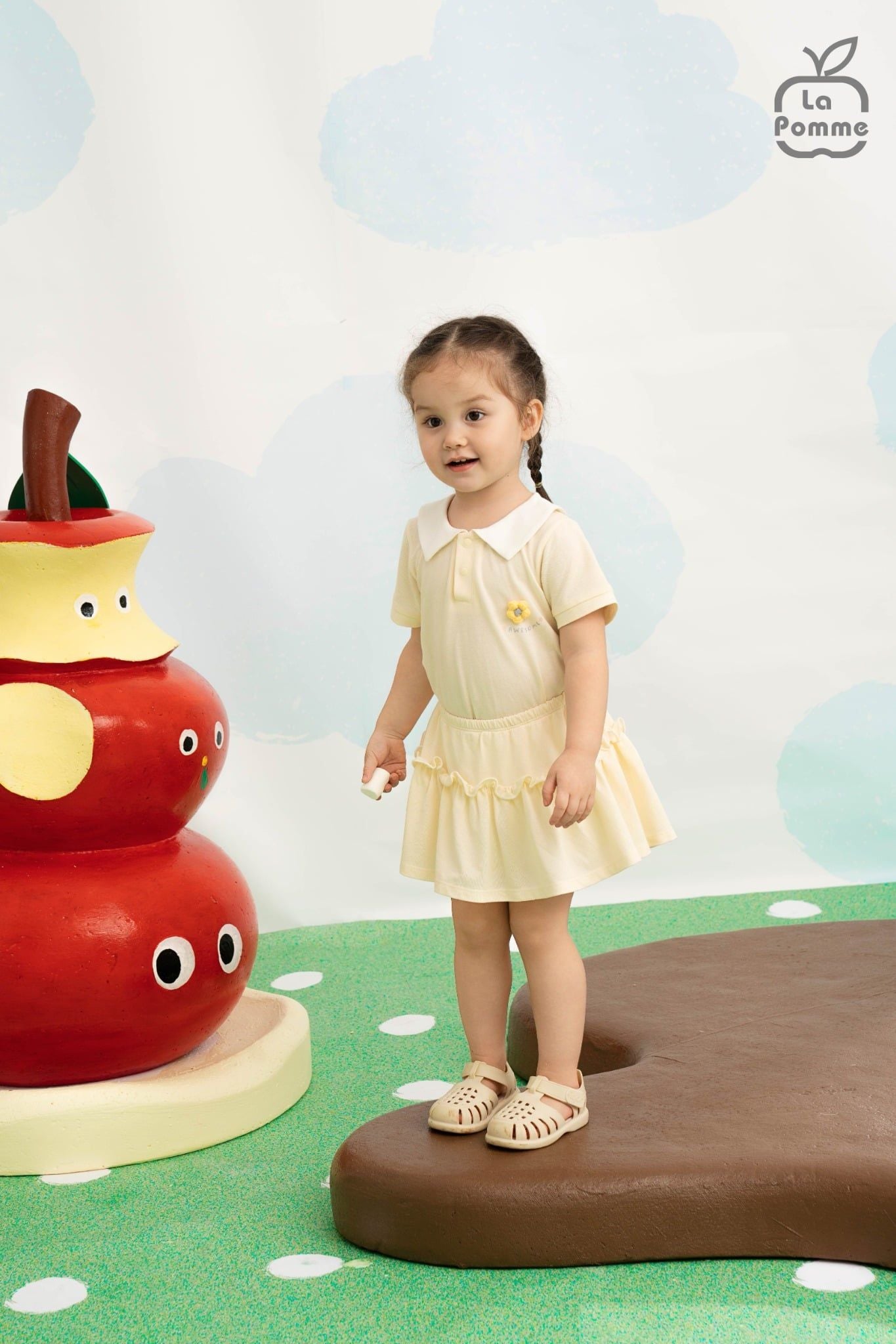  Bộ váy áo cộc tay La Pomme nhún li cách điệu 
