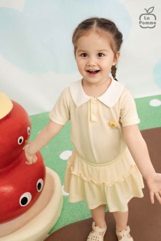  Bộ váy áo cộc tay La Pomme nhún li cách điệu 