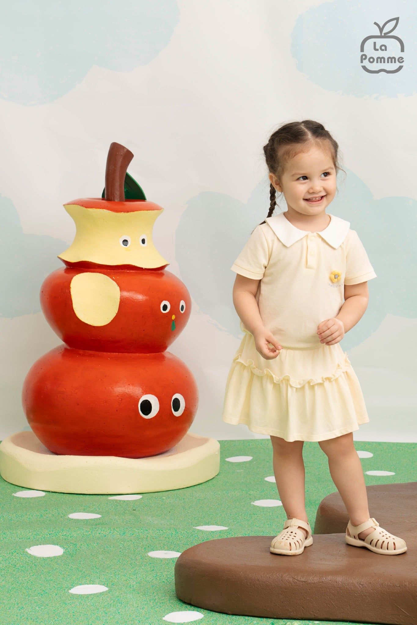  Bộ váy áo cộc tay La Pomme nhún li cách điệu 