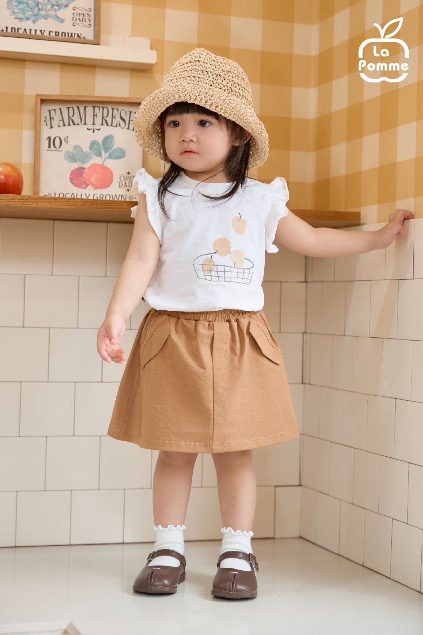  Bộ váy áo cộc tay La Pomme giỏ trái cây mùa hè 