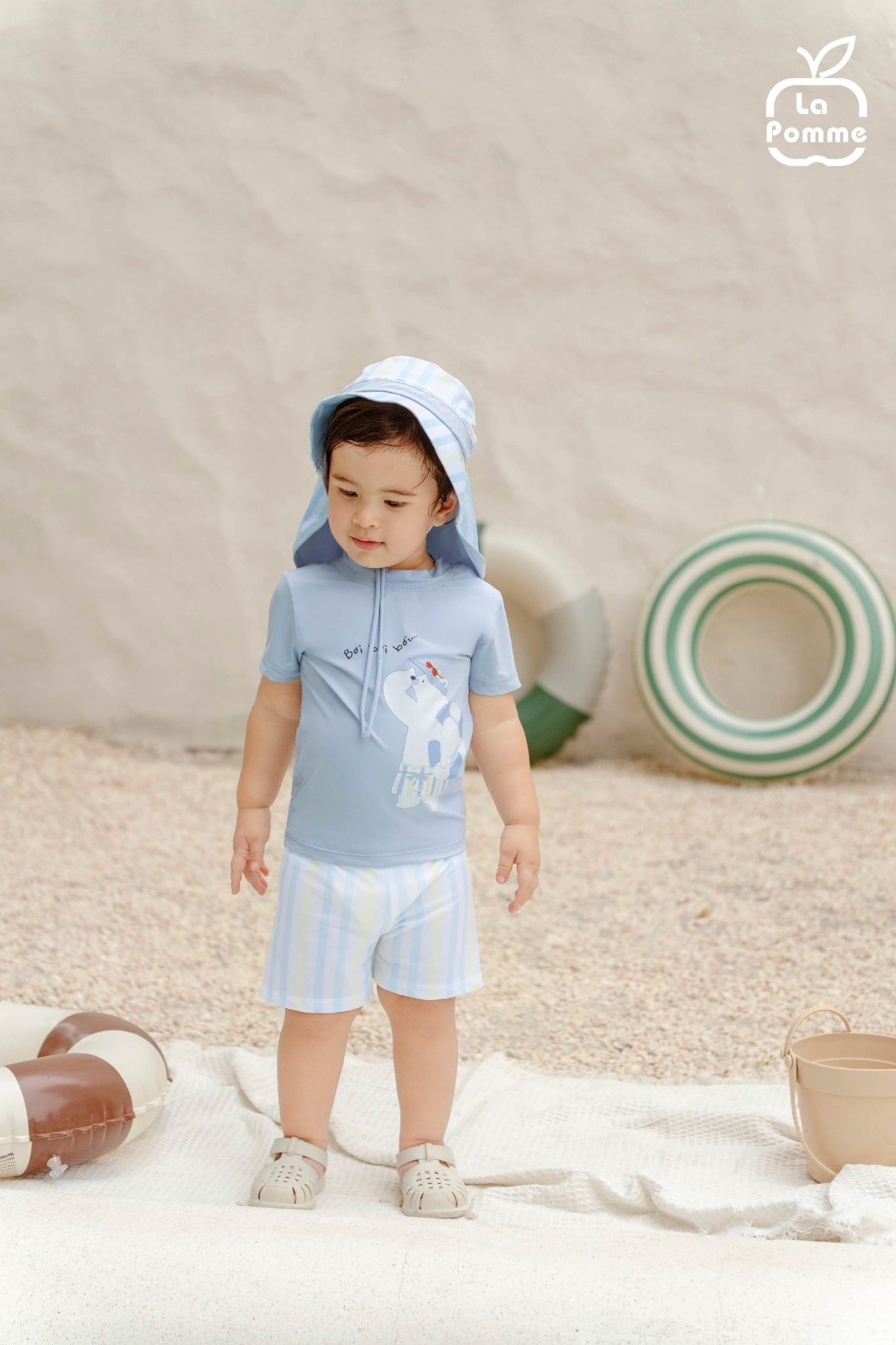  Bộ bơi rời cộc tay La Pomme gấu con đi biển 