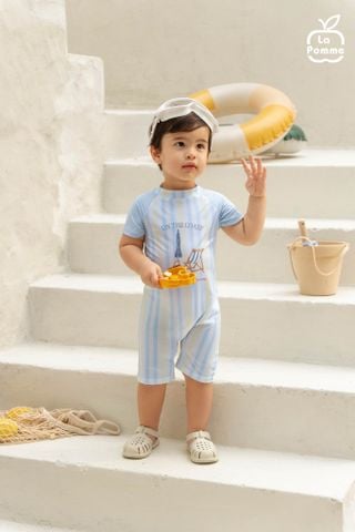  Bộ bơi liền thân La Pomme họa tiết kẻ bên bờ biển 