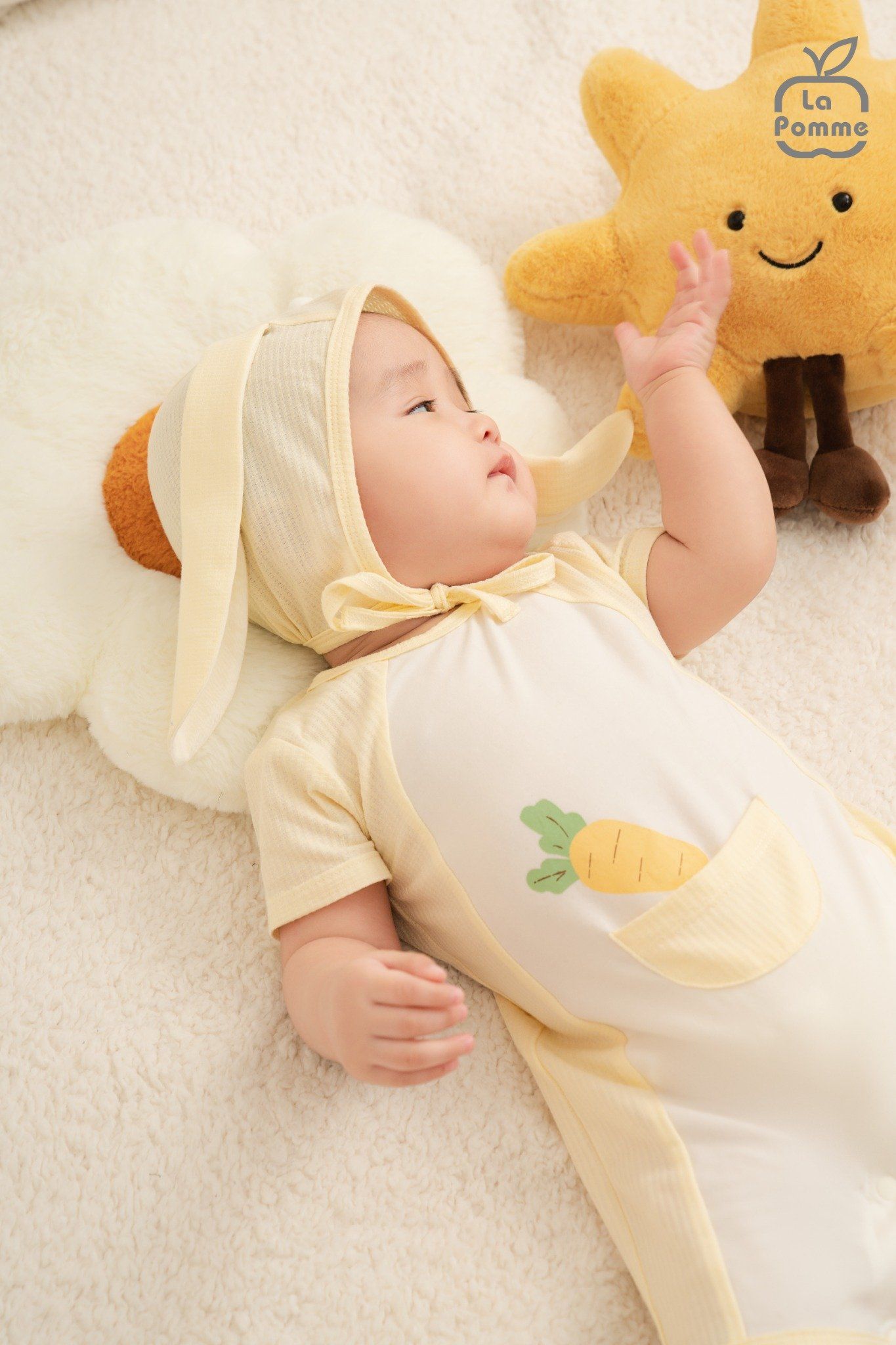  Set body cộc tay La Pomme kèm mũ thỏ con ngộ nghĩnh 