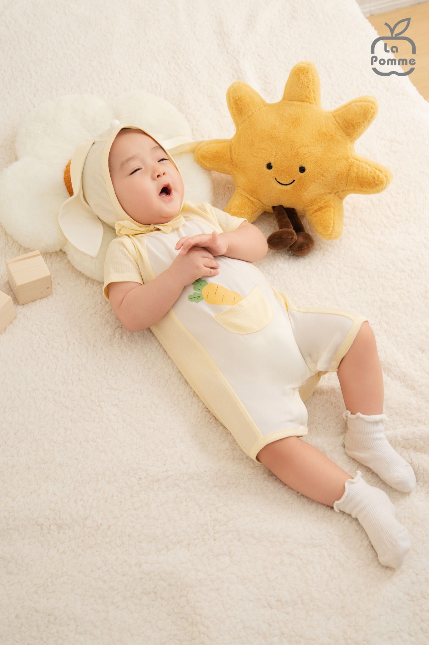  Set body cộc tay La Pomme kèm mũ thỏ con ngộ nghĩnh 