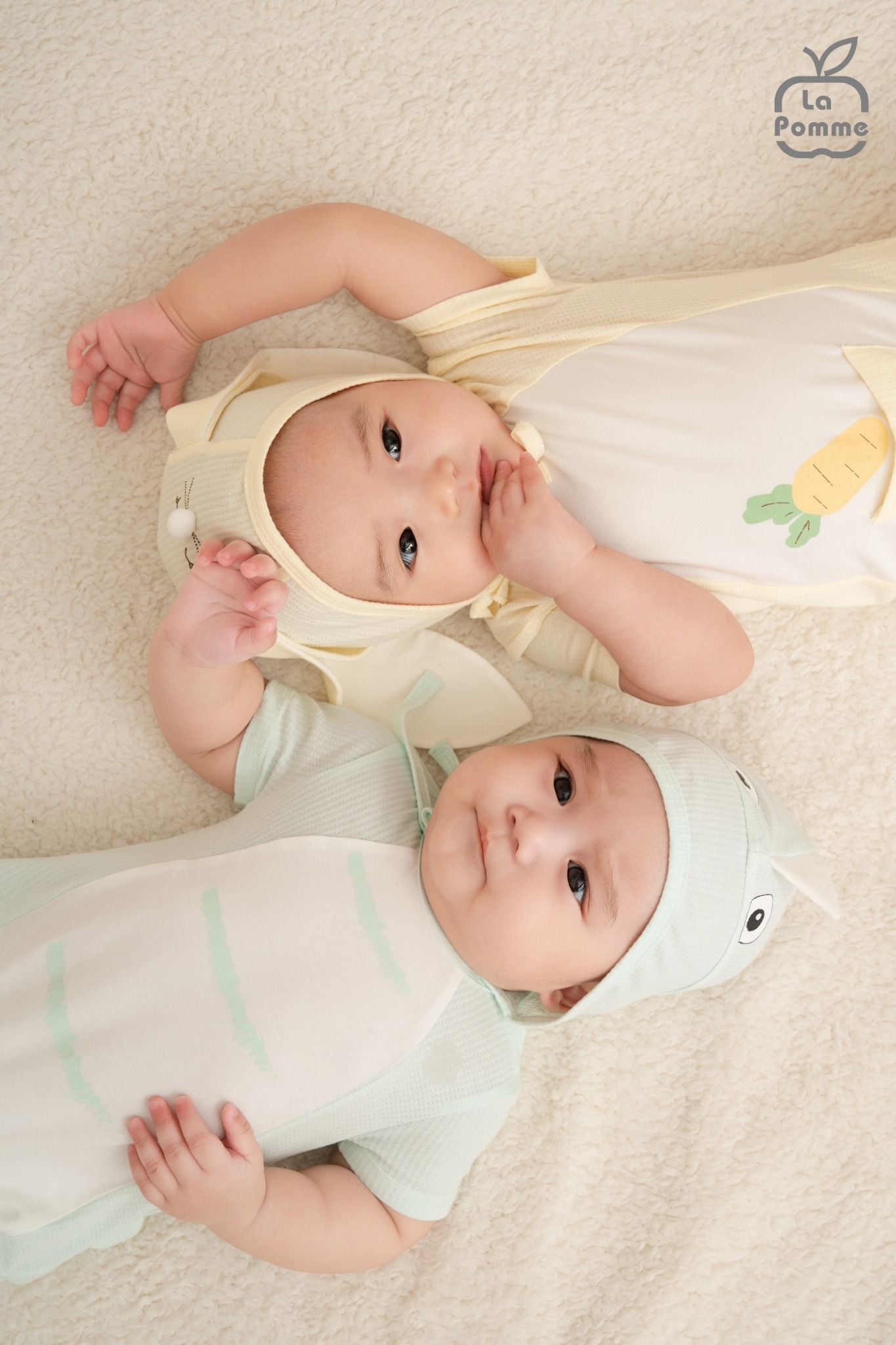  Set body cộc tay La Pomme kèm mũ thỏ con ngộ nghĩnh 