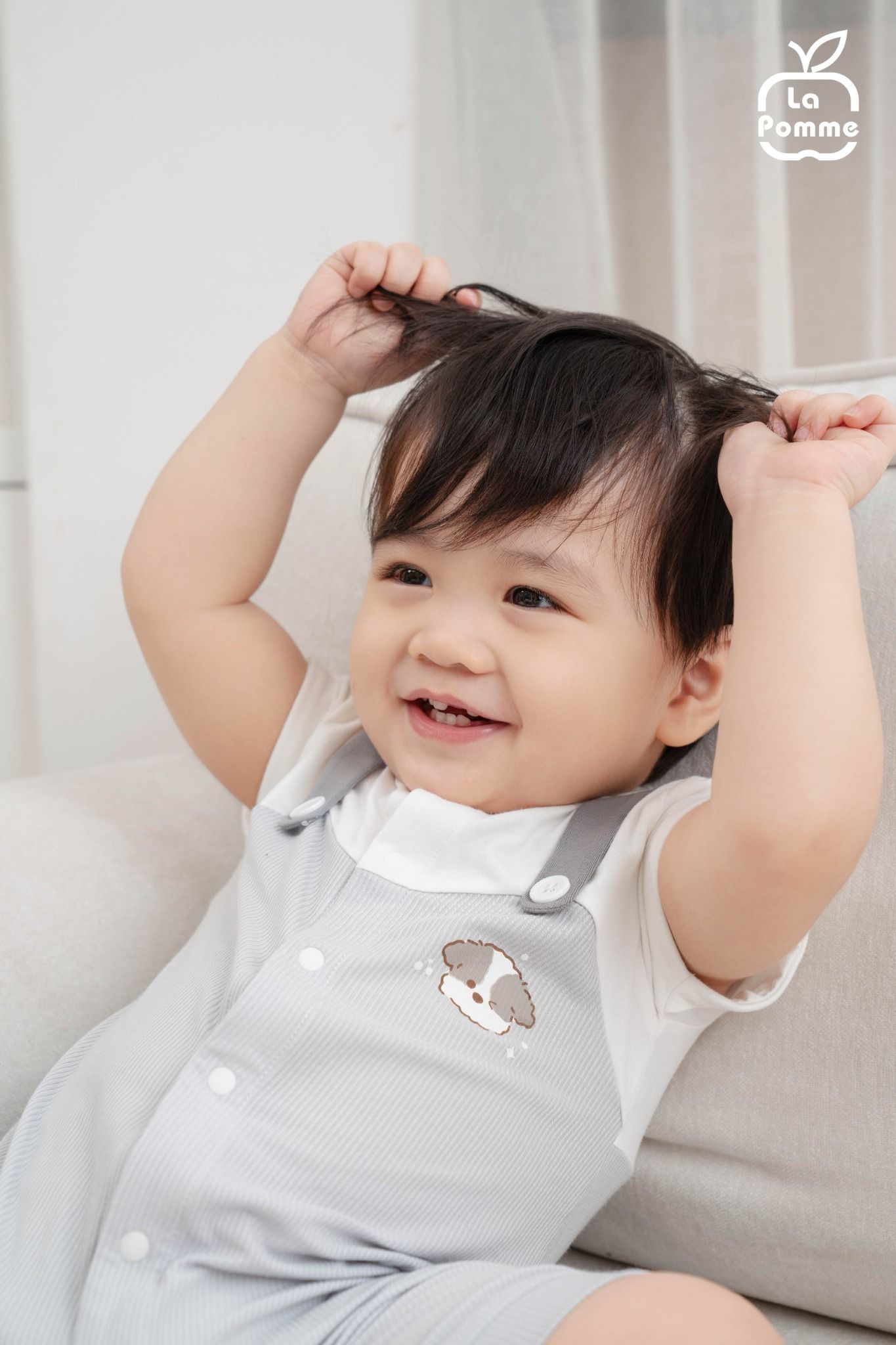  Body cộc tay La Pomme giả yếm cún bông lém lỉnh 