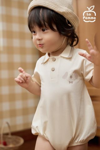  Body cộc tay La Pomme cổ polo cún nâu thanh lịch 