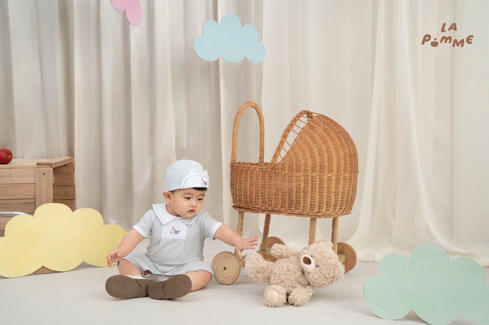  Body cộc tay kèm mũ La Pomme Deluxe sinh nhật của ngựa con 