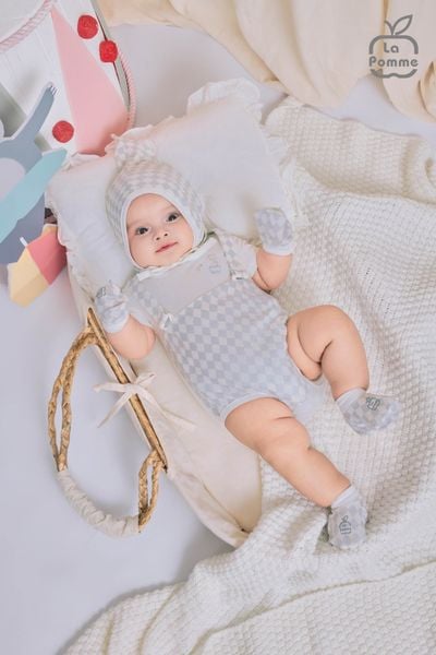  Body cộc tay La Pomme giả yếm họa tiết caro 