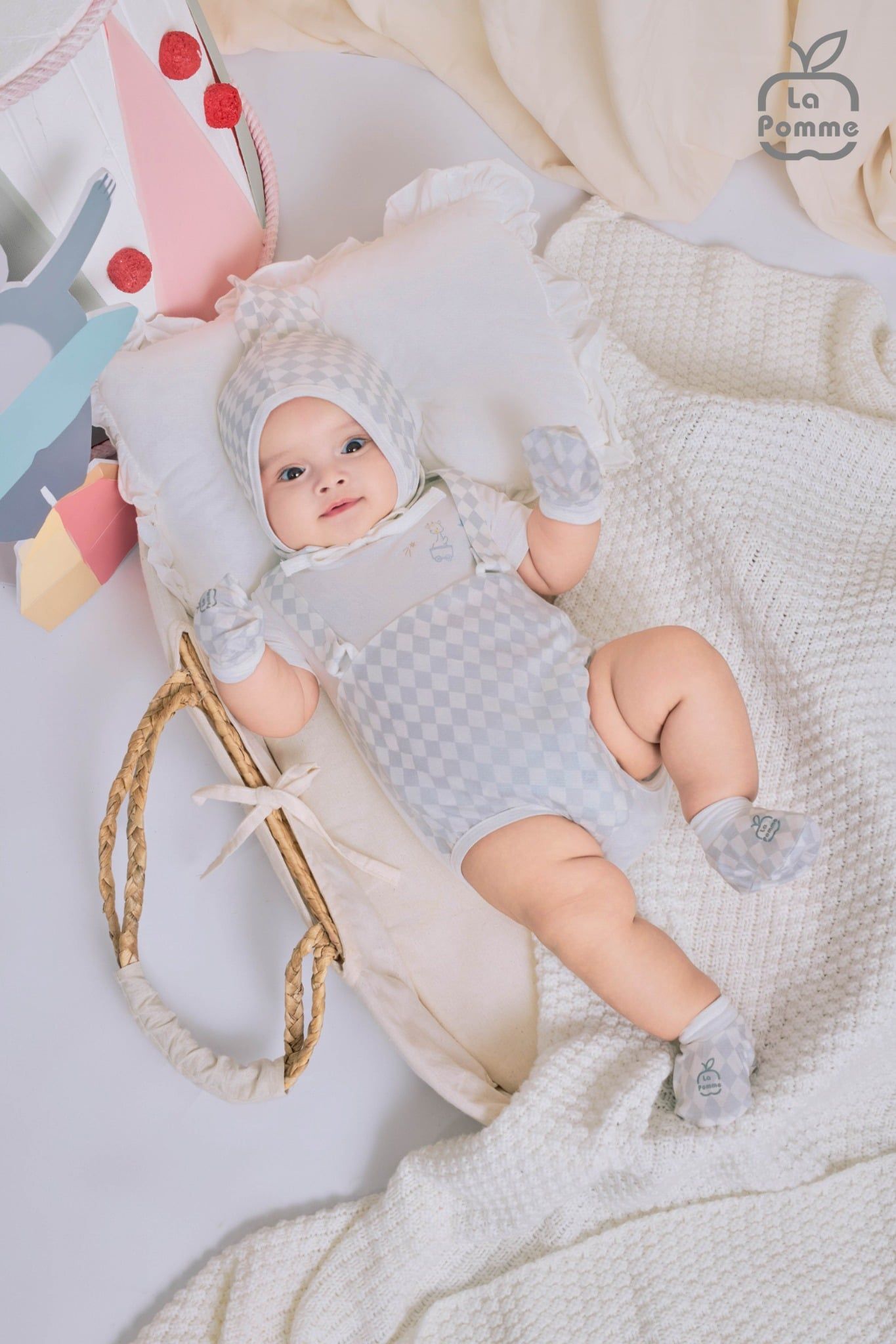  Body cộc tay La Pomme giả yếm họa tiết caro 