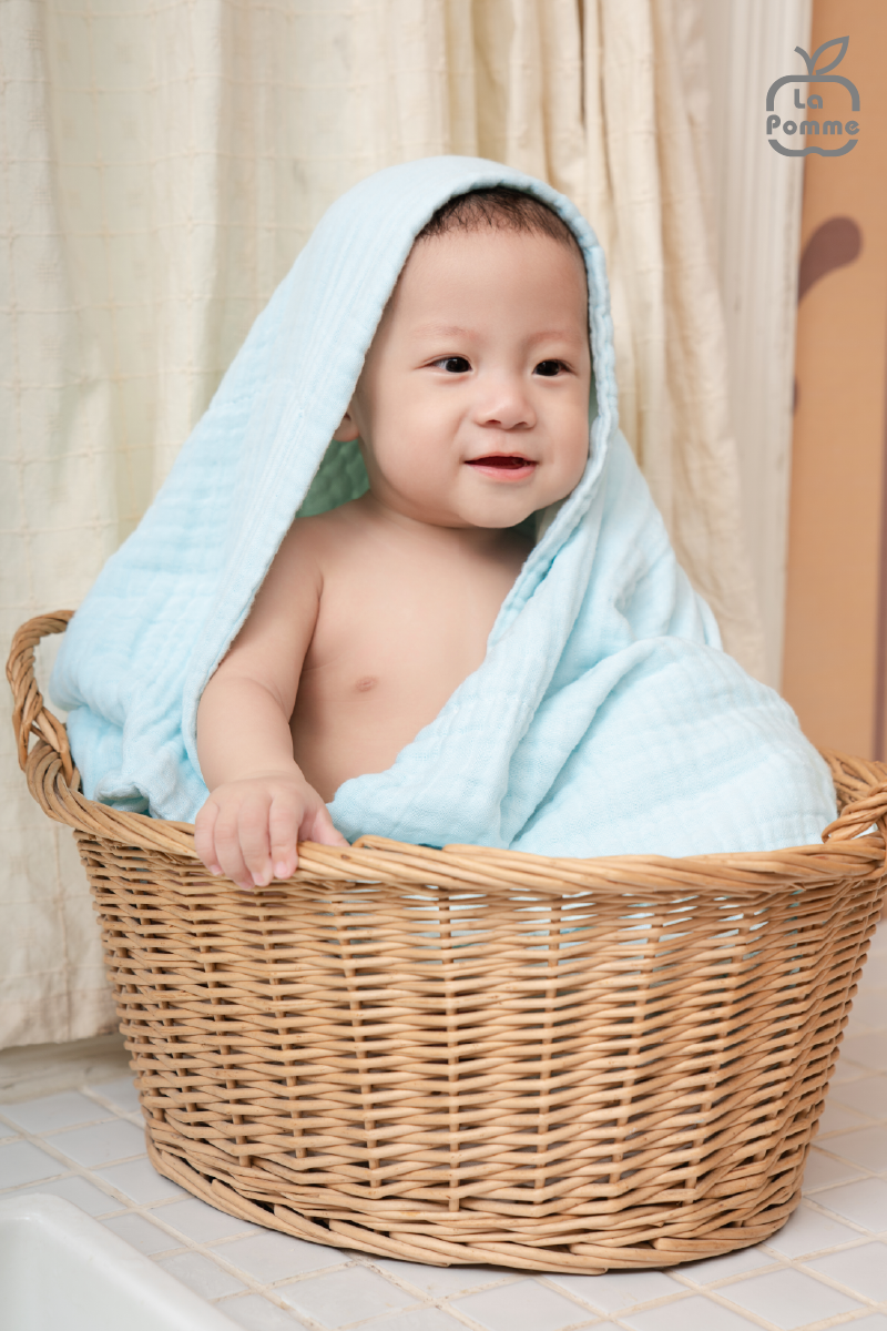  Khăn đa năng Xô Muslin 6 Lớp La Pomme trơn màu (100x100cm) 