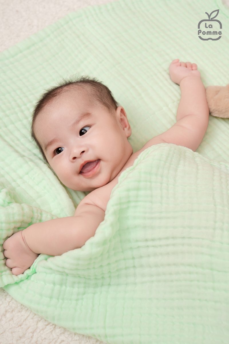  Khăn đa năng Xô Muslin 6 Lớp La Pomme trơn màu (100x100cm) 