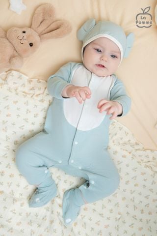  Set body dài tay kèm mũ La Pomme voi con tinh nghịch 