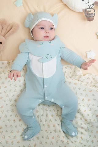  Set body dài tay kèm mũ La Pomme voi con tinh nghịch 