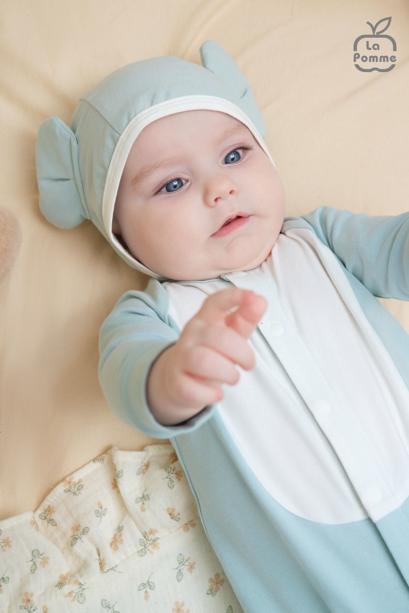  Set body dài tay kèm mũ La Pomme voi con tinh nghịch 