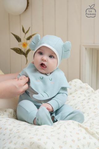  Set body dài tay kèm mũ La Pomme voi con tinh nghịch 