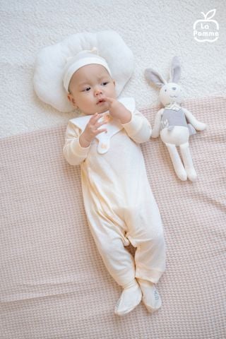  Body dài tay La Pomme dệt vân chìm gấu nhỏ 