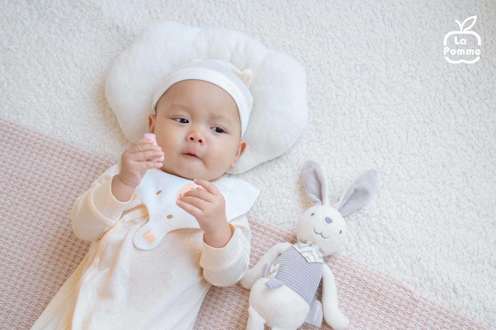  Body dài tay La Pomme dệt vân chìm gấu nhỏ 