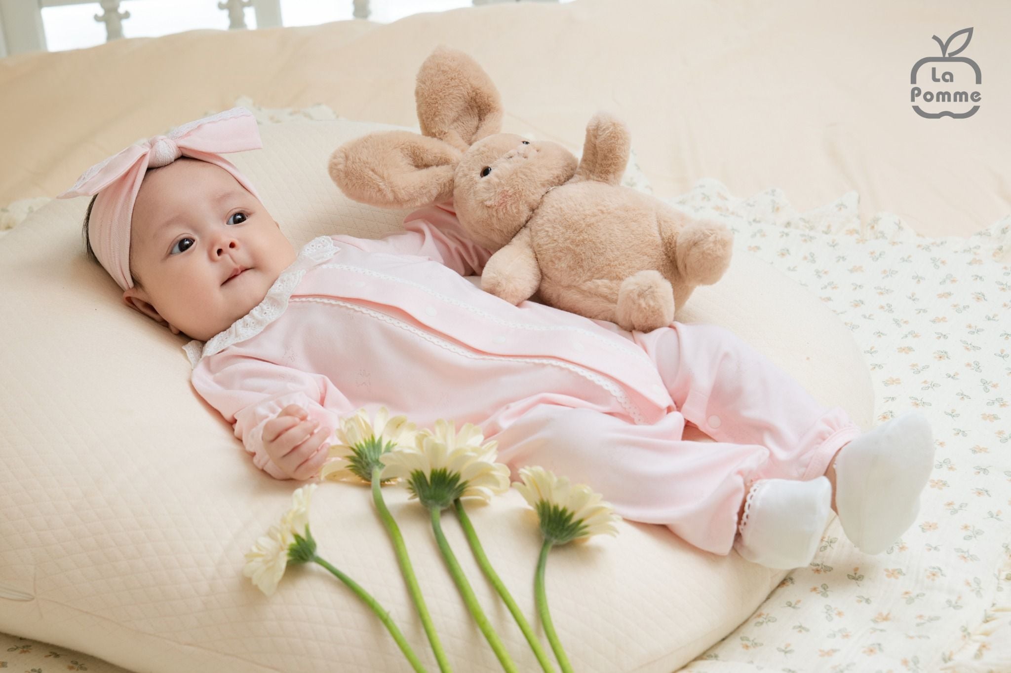  Set body dài tay kèm băng đô La Pomme phối ren điệu đà 