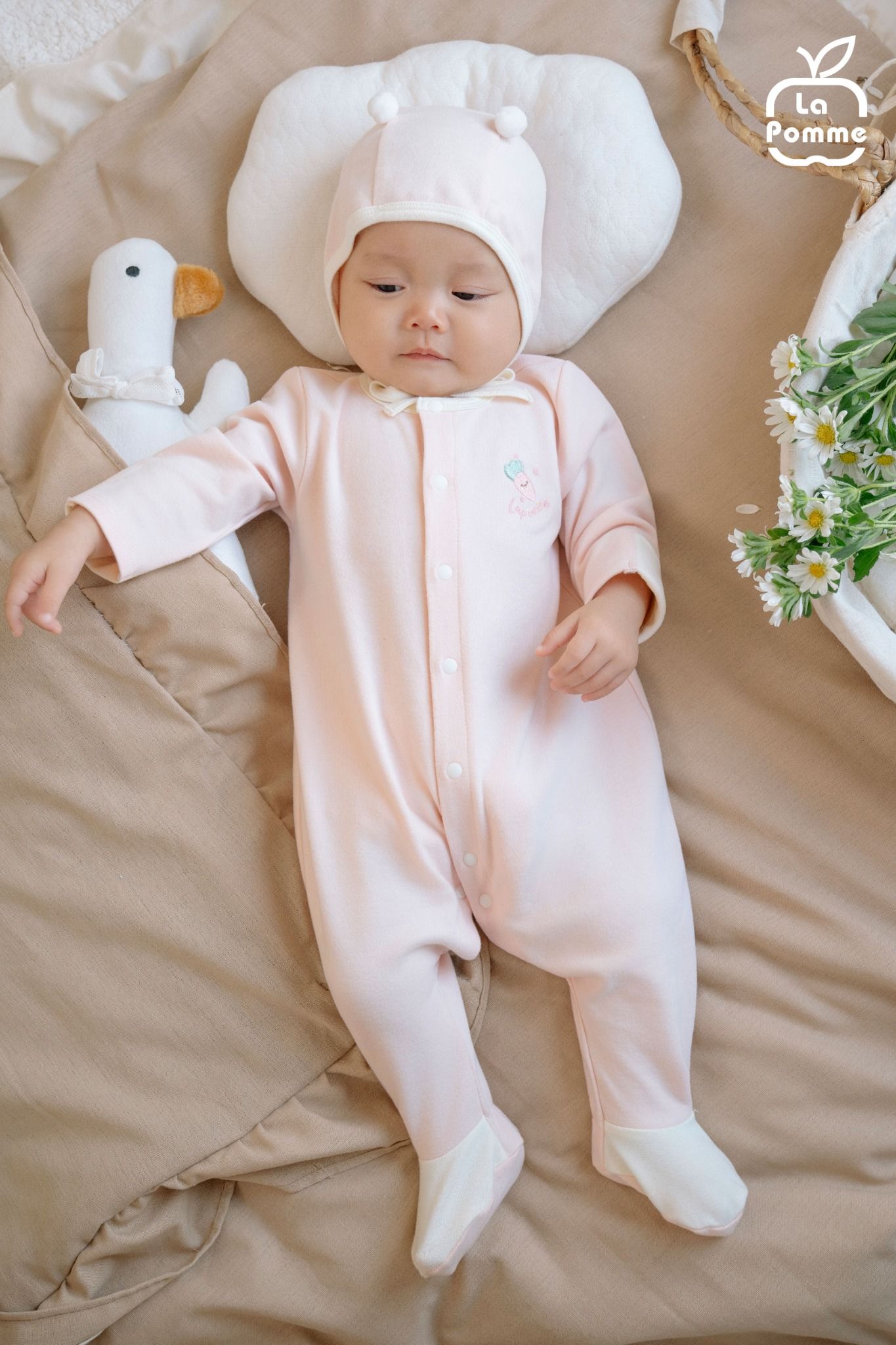  Body dài tay La Pomme phối màu dễ thương 