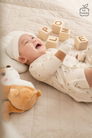  Body dài tay La Pomme họa tiết sóc nâu và hạt dẻ 