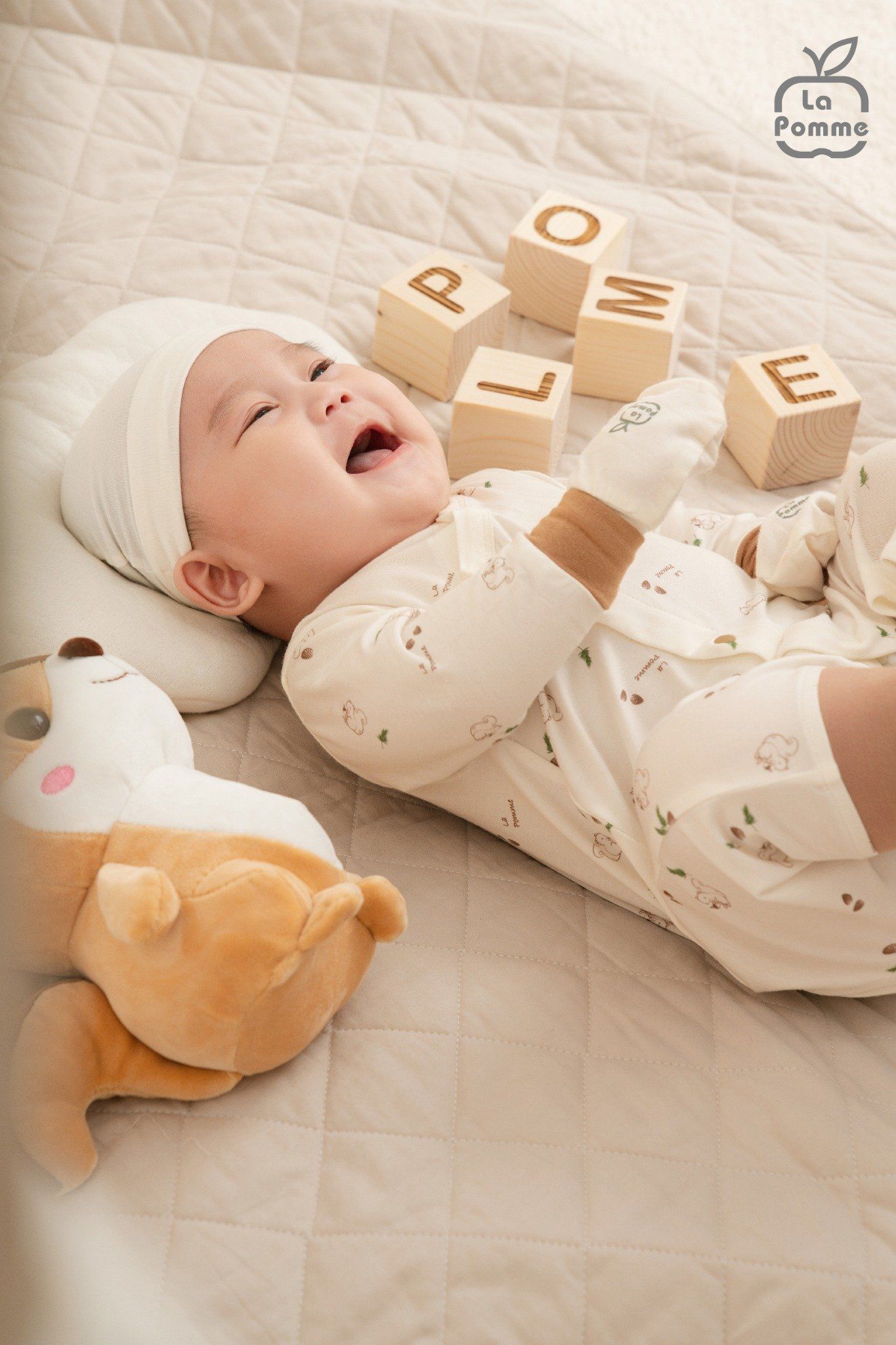  Body dài tay La Pomme họa tiết sóc nâu và hạt dẻ 