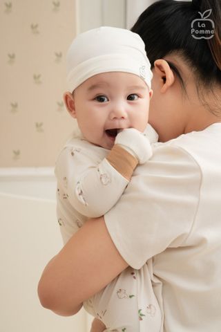  Body dài tay La Pomme họa tiết sóc nâu và hạt dẻ 