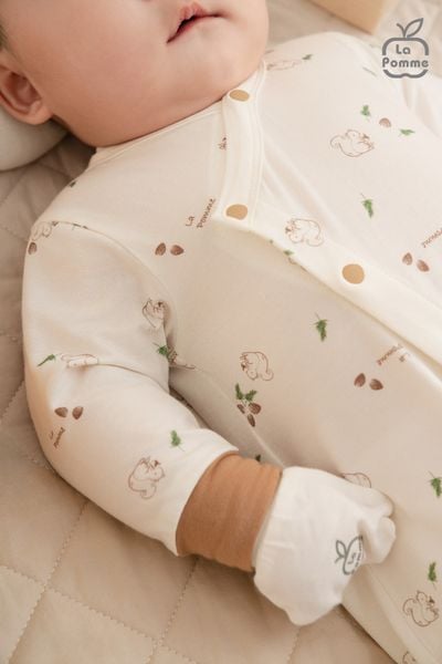  Body dài tay La Pomme họa tiết sóc nâu và hạt dẻ 