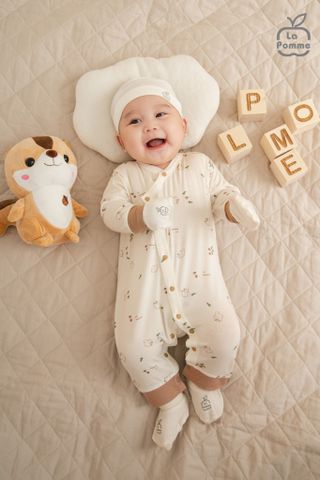  Body dài tay La Pomme họa tiết sóc nâu và hạt dẻ 