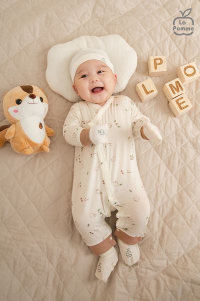  Body dài tay La Pomme họa tiết sóc nâu và hạt dẻ 