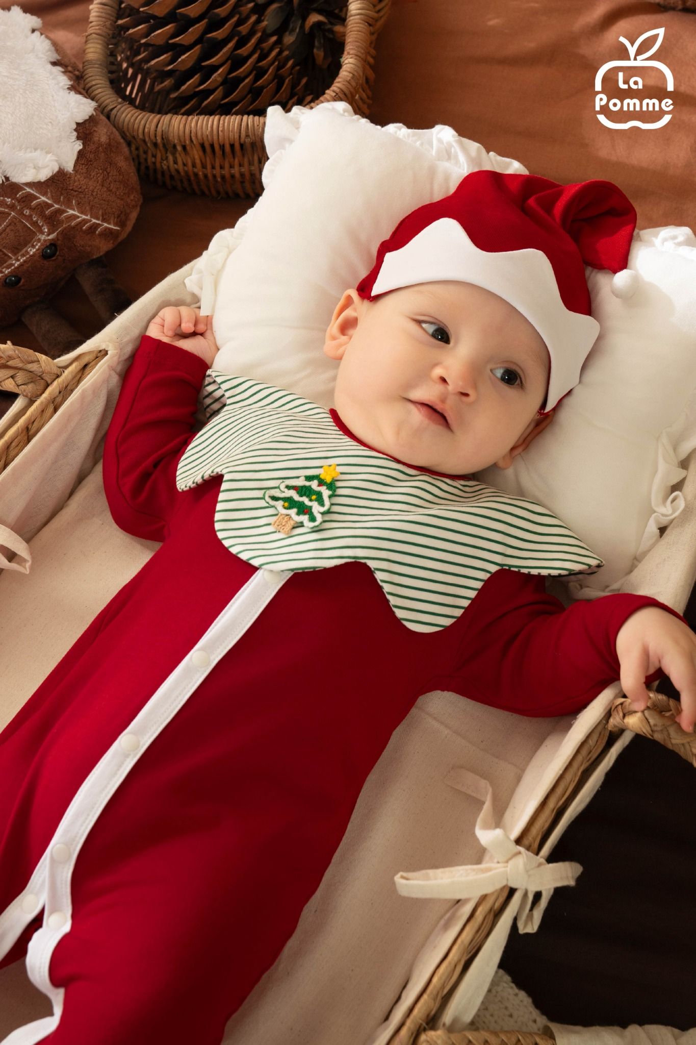  Mũ sơ sinh La Pomme cây thông hạnh phúc 