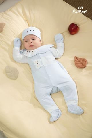  Set bao tay bao chân La Pomme gấu nhỏ yêu màu xanh 